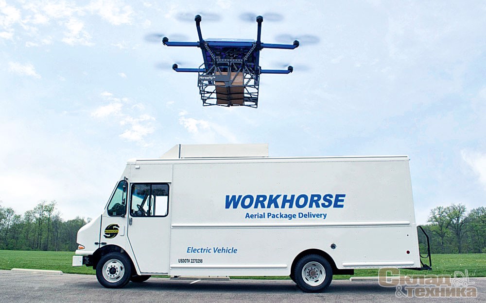 В технологии Horse Fly коптеры забирают грузы из автотранспорта