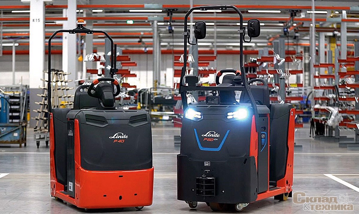 Новые тягачи Linde P40 C, P40 C B и P60 C имеют ширину всего 800 мм и могут легко расходиться и маневрировать даже в узких проходах